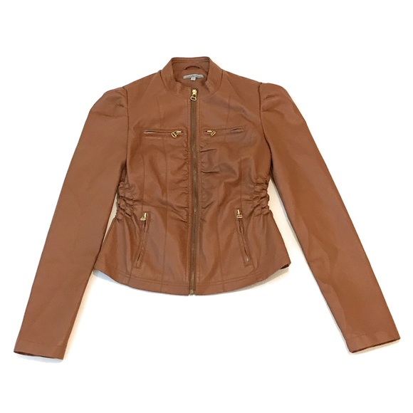 Slim Fit Stylish Faux Leather Moto Jacket Biker Motorcycle Coat - Picture 6 of 7